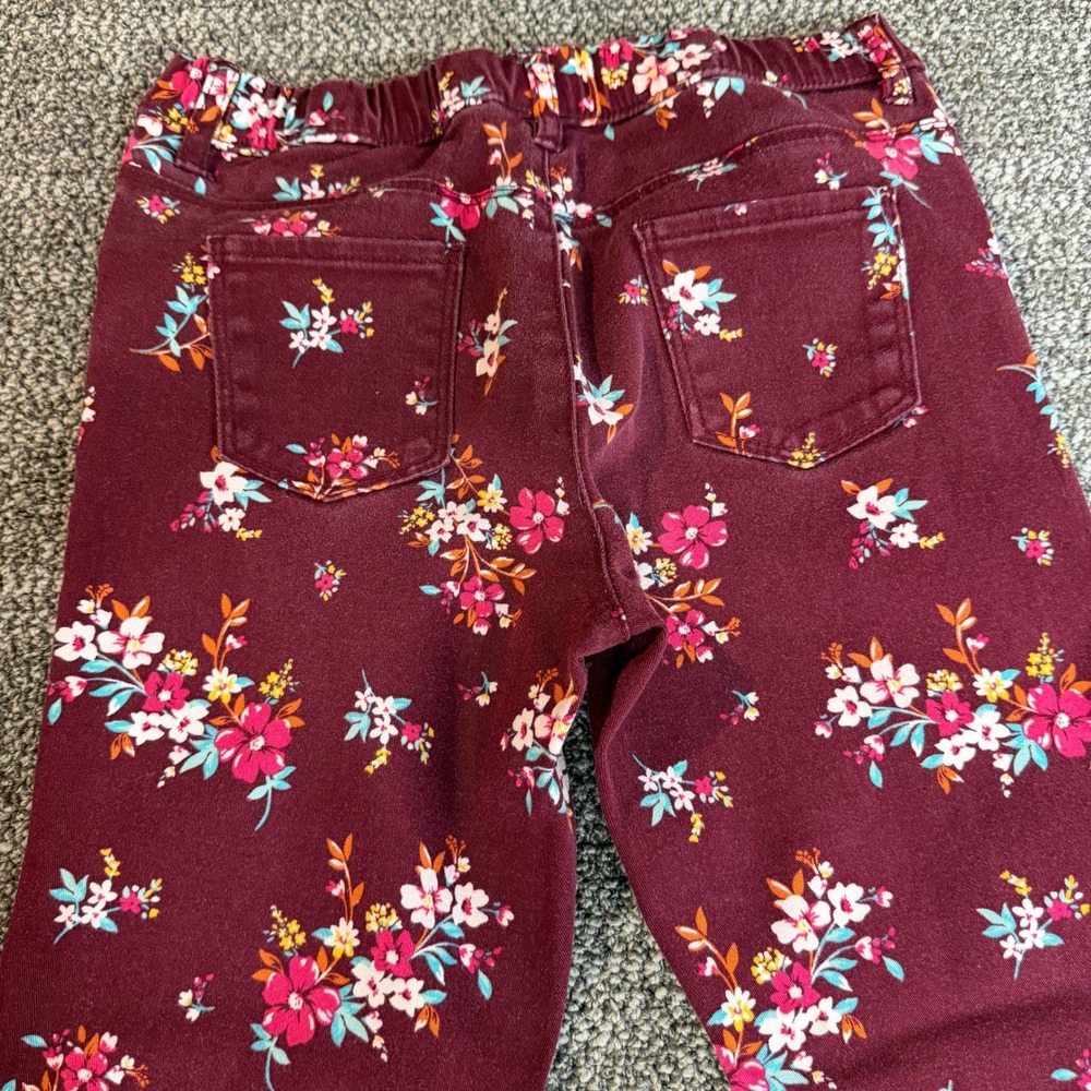 Carters Girls Burgundy Floral Jegging Pants Maroon Size 7 - Picture 5 of 6